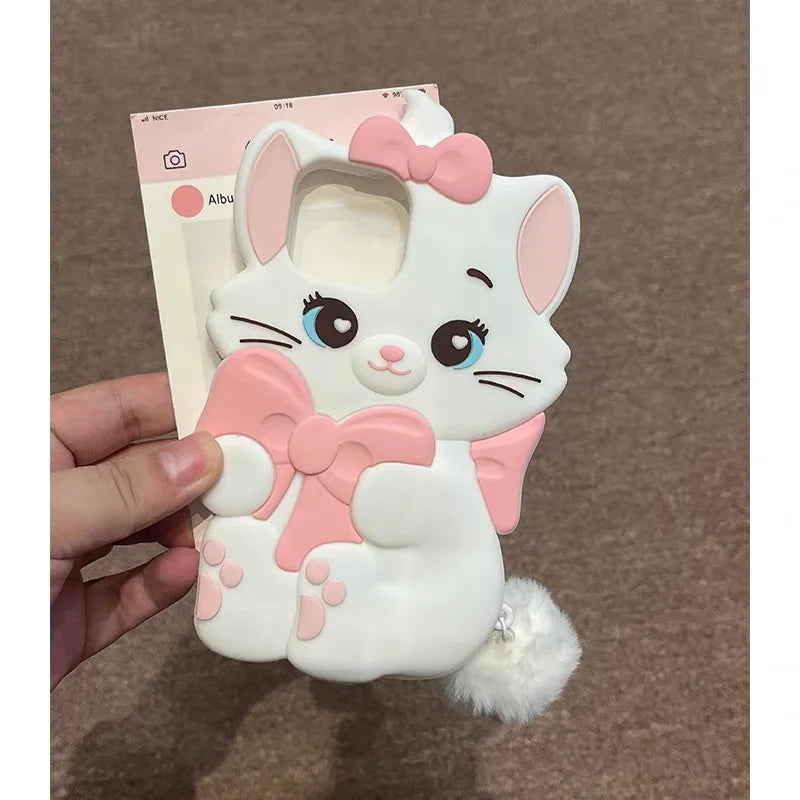 Marie Cat Cartoon 3D Bow Phone Case For iPhone