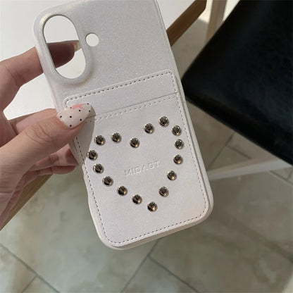 Fashion Riveted Love Card Holder Bag Denim Phone Case