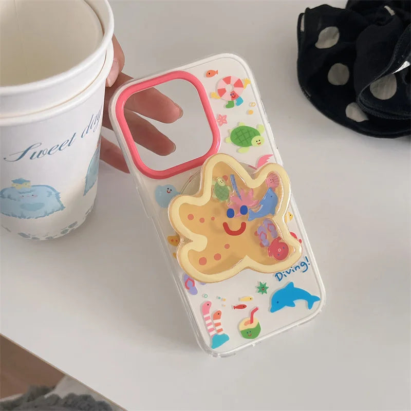 Cute Starfish Shaking Support Stand Magnetic Phone Case