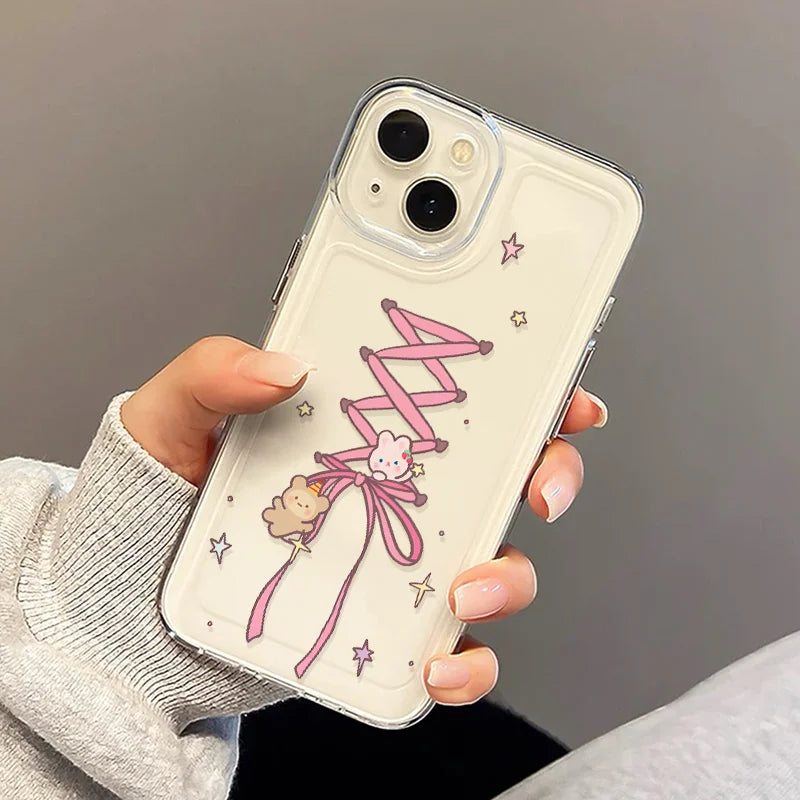 Bunny Pink Bow Ribbon Phone Case For iPhone