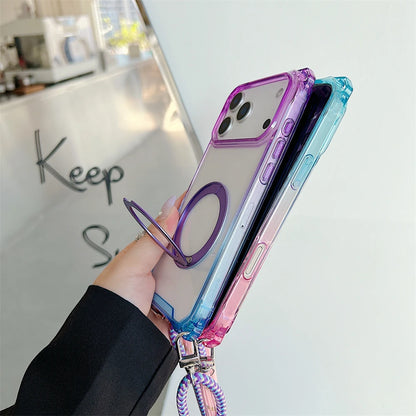 Metal Magnetic Holder Gradient Case For iPhone