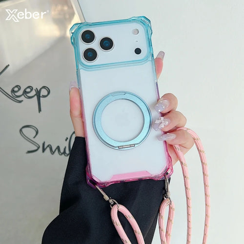 Metal Magnetic Holder Gradient Case For iPhone