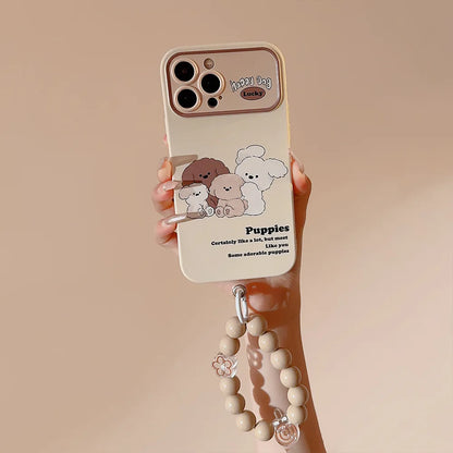 Cute Cartoon Puppy Lens Protective Phone Case For iPhone