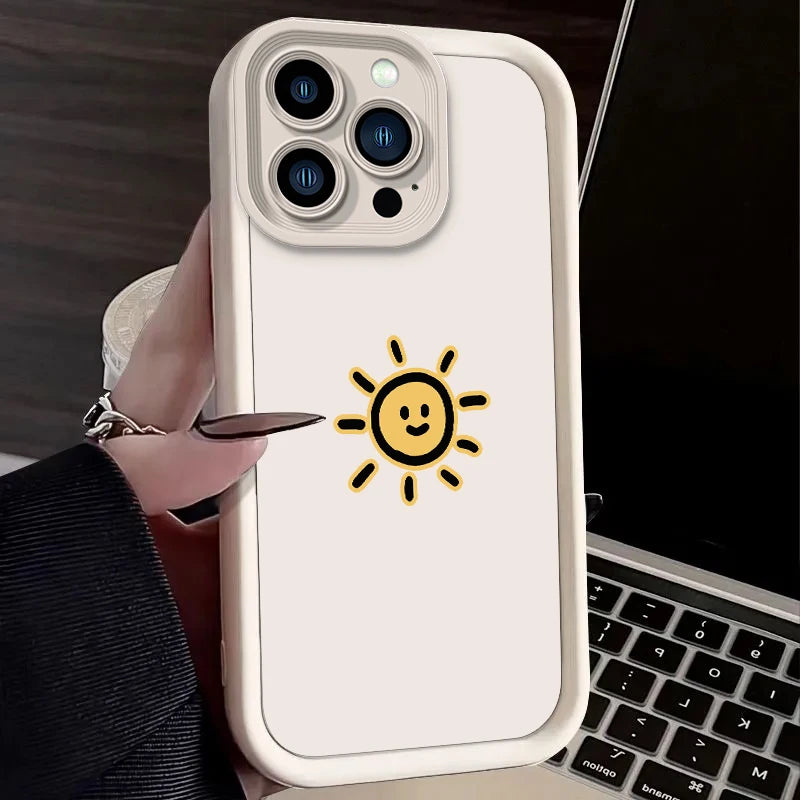 Lovely Sun Moon Soft Phone Case For iPhone
