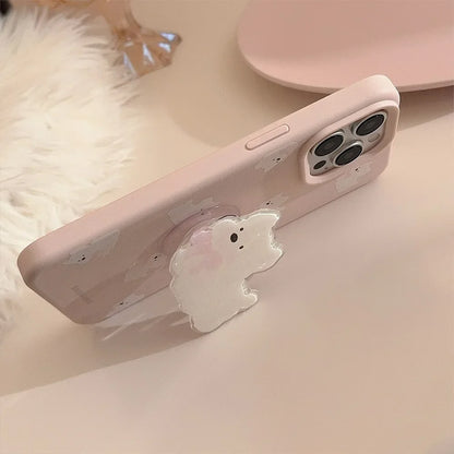 Ins White Dog Puppy Stand Holder Bracelet Phone Case For iPhone