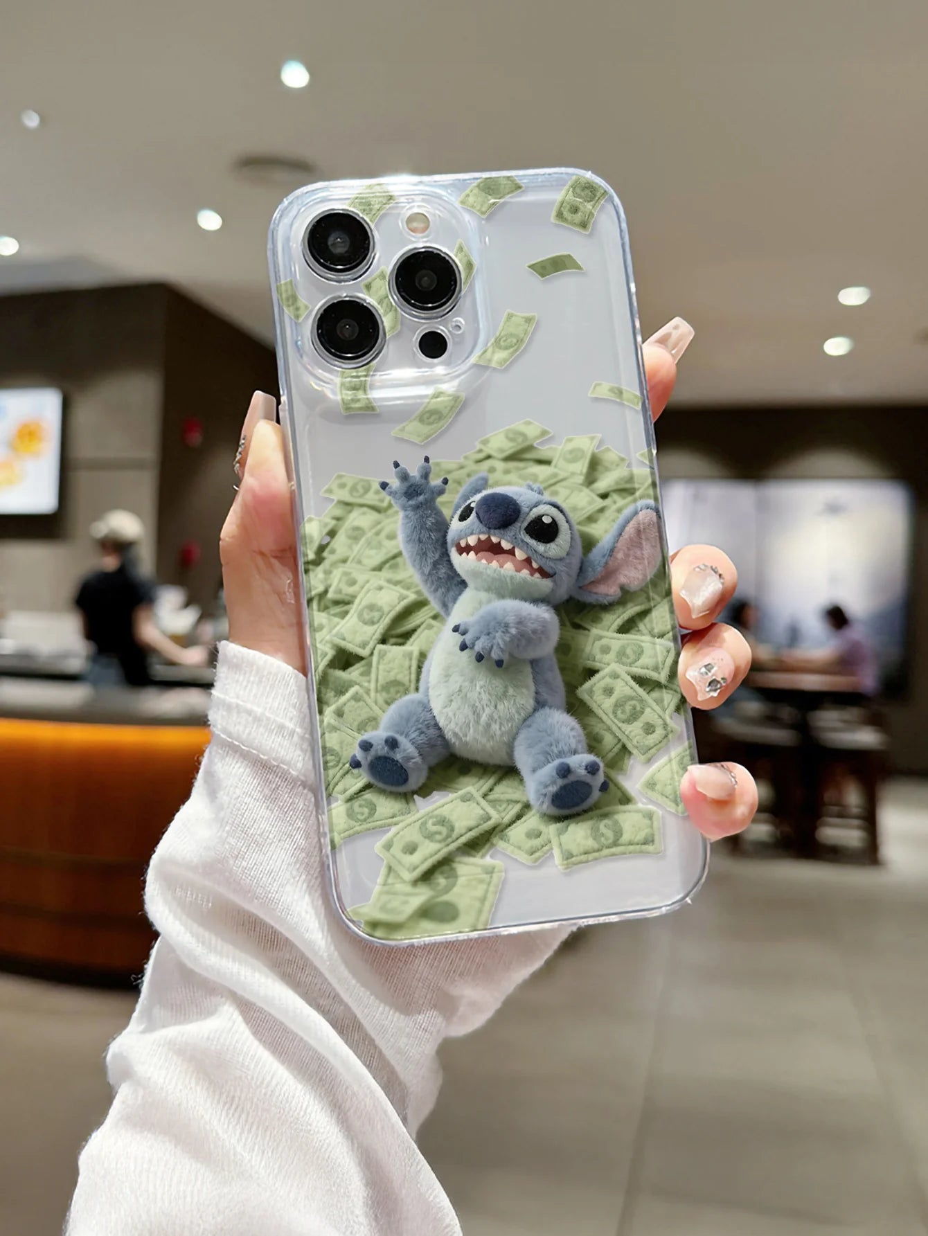 Disney Plush Stitch Love Phone Case Shockproof Cover  For iPhone