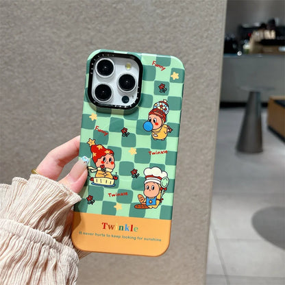 Fashion Green Plaid Pattern Magnetic Phone Case For iPhone
