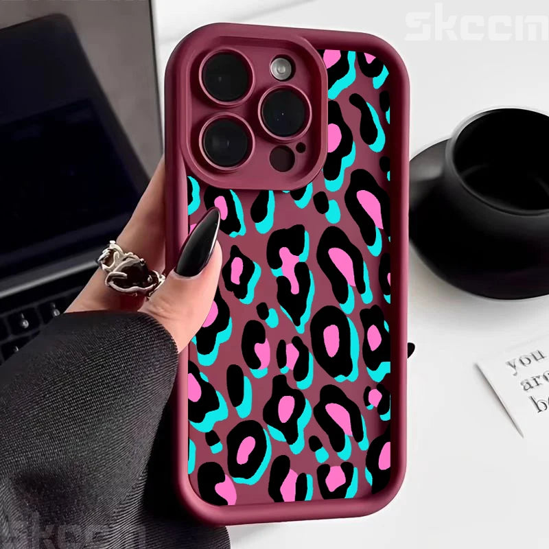 Colorful Leopard Pattern Silicone Soft Phone Case For iPhone