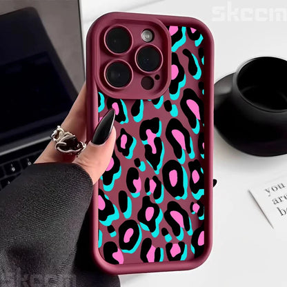Colorful Leopard Pattern Silicone Soft Phone Case For iPhone