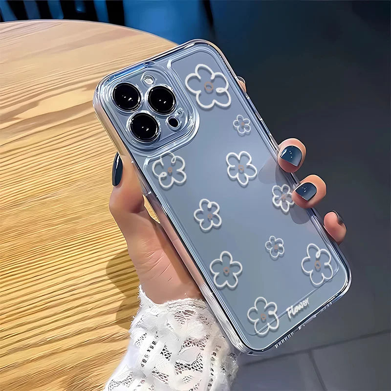 White Flower Bumper Clear Cover Transparent Phone Case