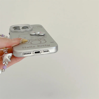 Luxury Glitter Hello Kitty Silver Phone Case For iPhone