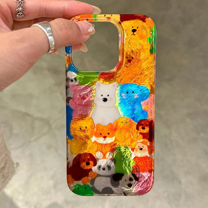Cute Colorful Graffiti Puppy Phone Case For iPhone