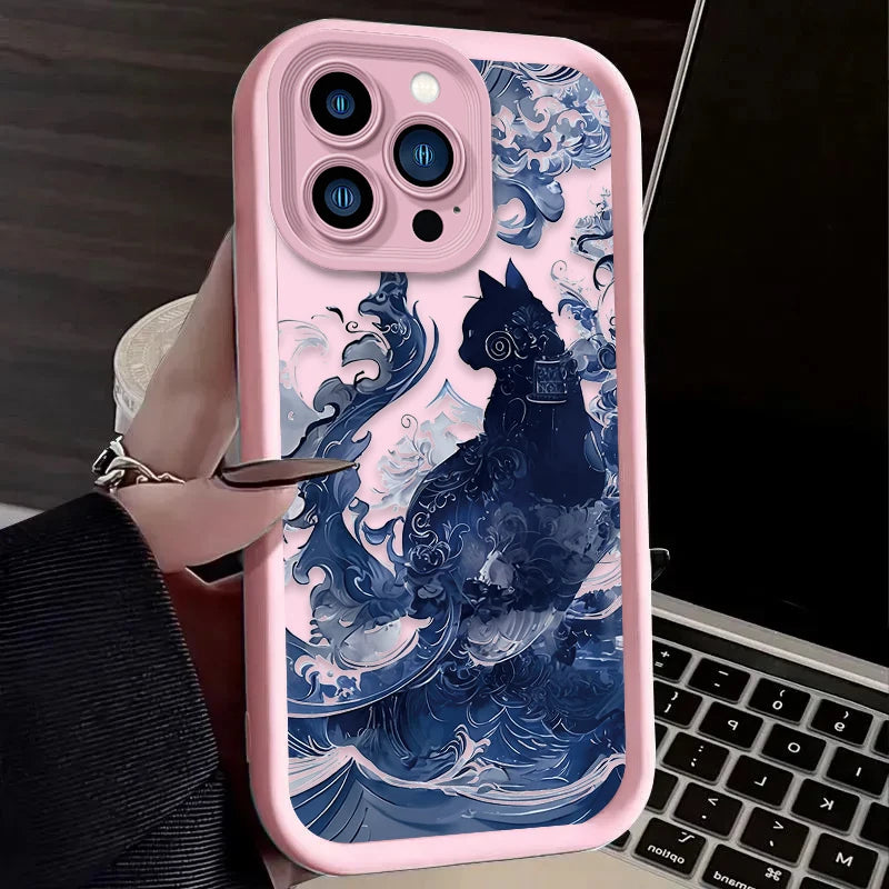 Oil Painting Artistic Cat Phone Case For iPhone
