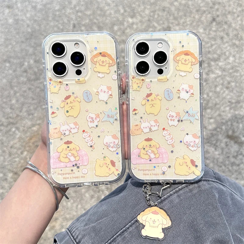 Funny Cute Sanrio Dog Glitter Phone Case For iPhone