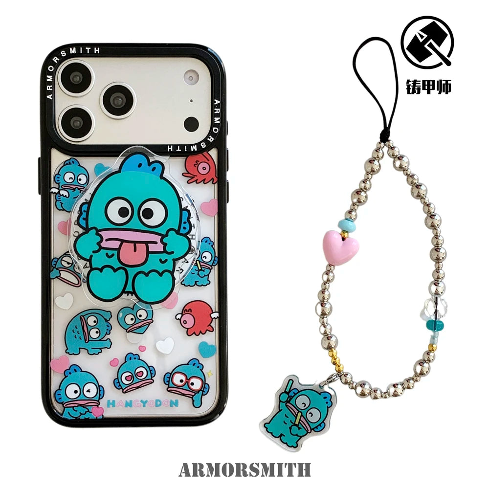 Sanrio Hangyodon Magnetic Holder Magsafe Wireless Charge Cute Cartoon Phone Case For iPhone