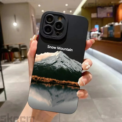 Black Mountain Peak Pattern Phone Case For iPhone