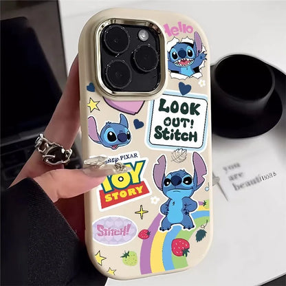 Stitch Love Ranbow Cute Phone Case For iPhone