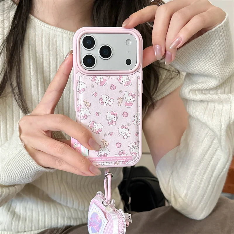 Fashion Cute Pink Hellokitty Leather Phone Case For iPhone