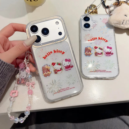 Beautiful Gilded Glitter Pink Hat Kitty Is Suitable For Apple Phone Case