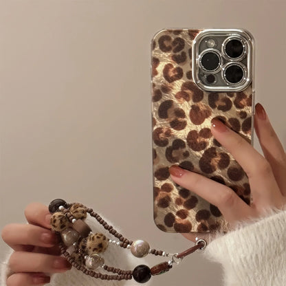 Luxury Bling Glitter Leopard Print with Lanyard Phone Case For iPhone