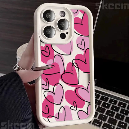 Cute Colorful Love Heart Silicone Phone Case For iPhone