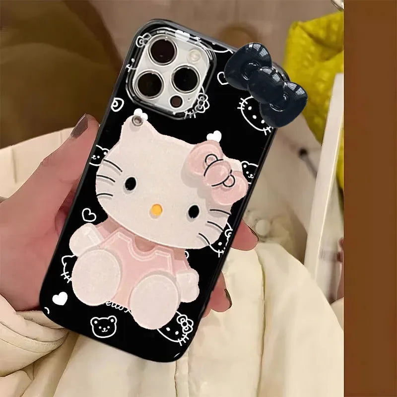 Hello Kitty Bow Cute Bear Phone Case For iPhone