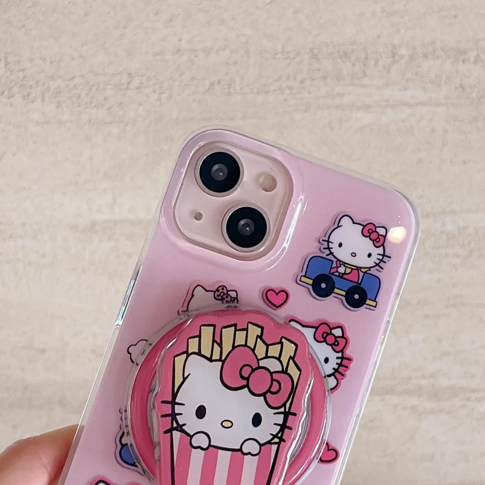 Cute Kitty Magnetic Shell With Bracket Hot Sale Phone Case For iPhone