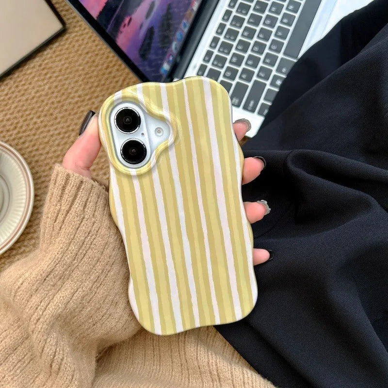 Colorful Stripes Glossy Wave Phone Case For iPhone
