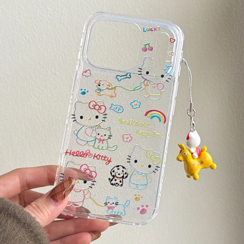 Korea Dopamine Gilded Lines Hello Kitty Case For iPhone