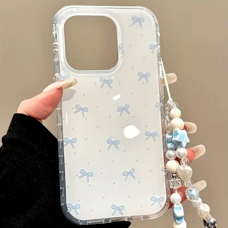 Cute Blue Bow Polka Dot Phone Case For iPhone