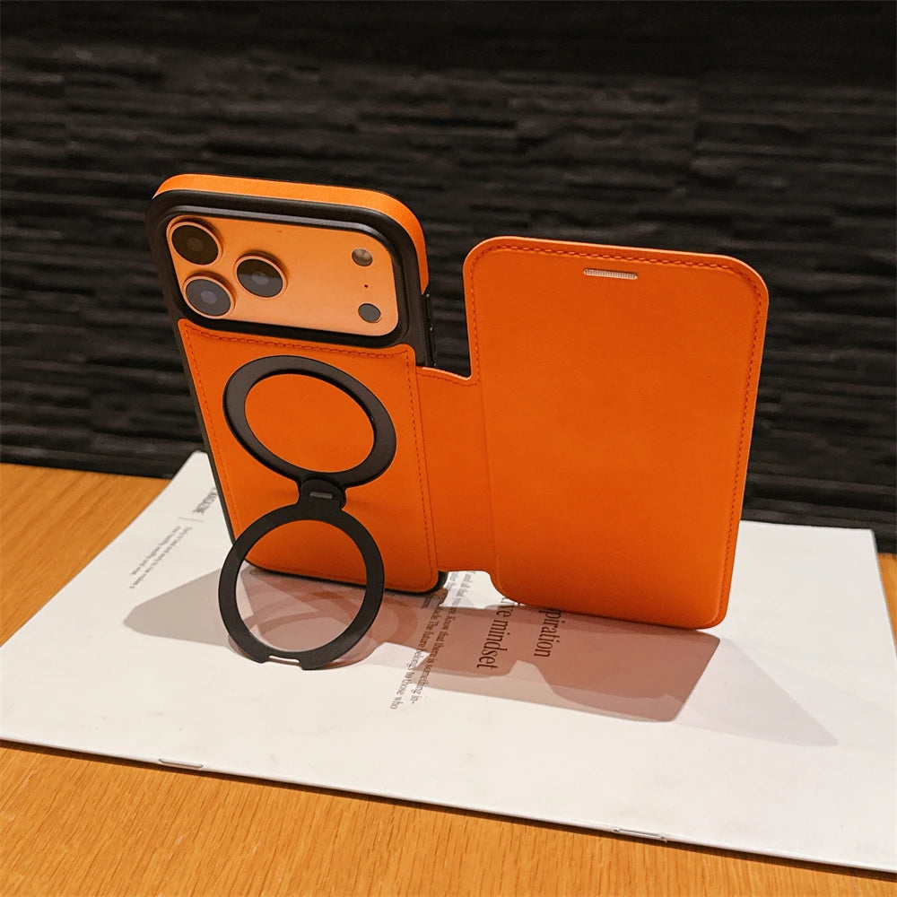 Luxury Magnetic Flip Leather Wallet Magnet Bracket Case For iPhone