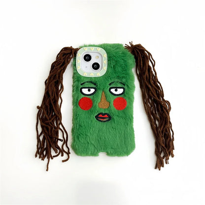 Korean Cute Funny Ugly Blush Face Fur Phone Case