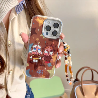 Kawaii Brown Girl Cartoon Phone Case For iPhone