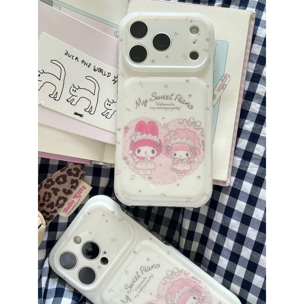 Cute My Melody Phone Case With Bead Wrist Strap Soft Shockproof Cover For iPhone
