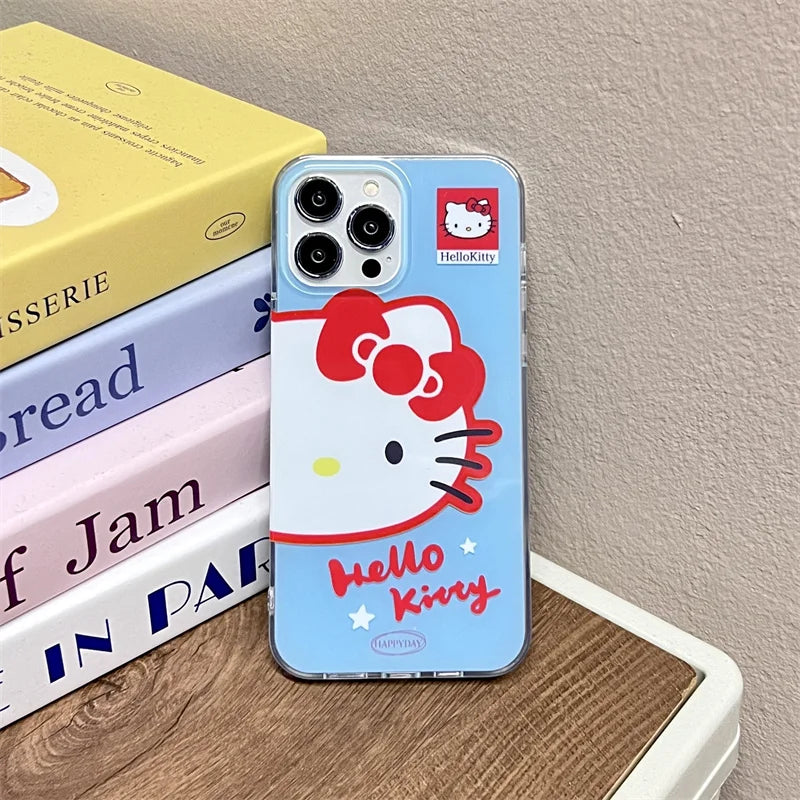 Hello Kitty Blue Face Stand Phone Case For iPhone