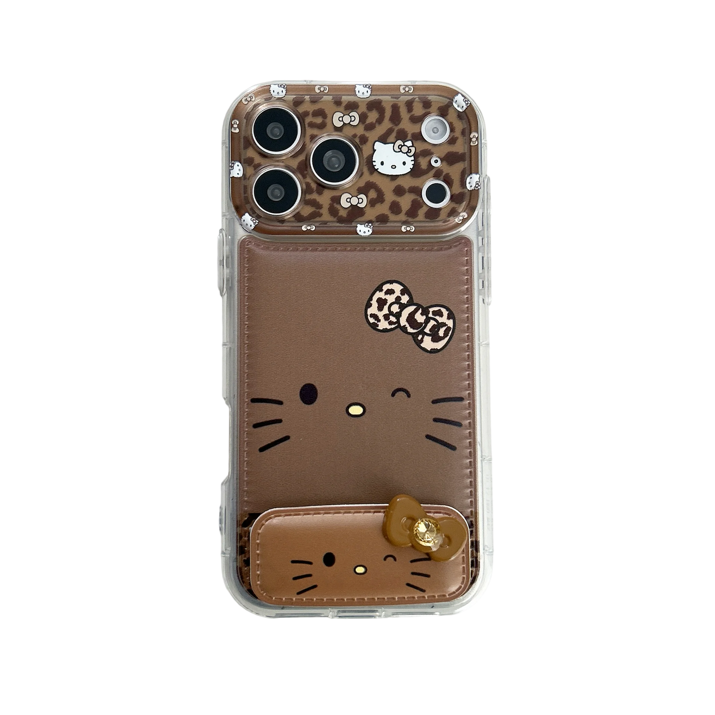 Luxury Cute Foundation Make Up Brown Kittyy Phone Case with Stand Case For iPhone