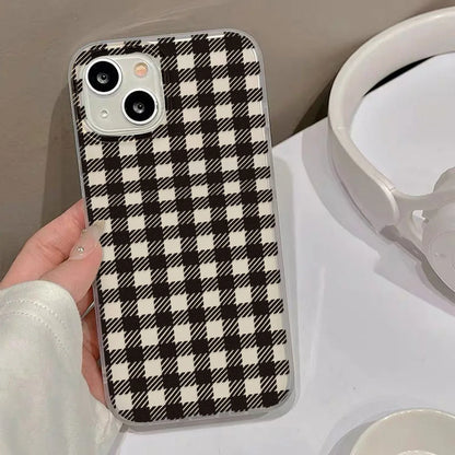 Black White Plaid Pattern Matte Clear Phone Case For iPhone