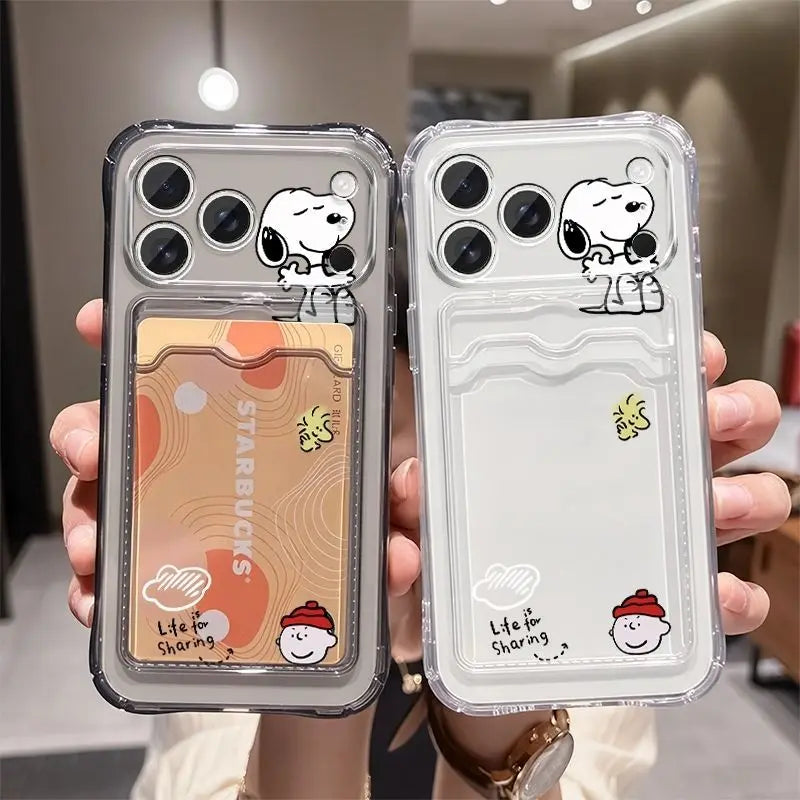 Anime Snoopy Soft Card Slot Pocket Phone Case Protective Case For iPhone