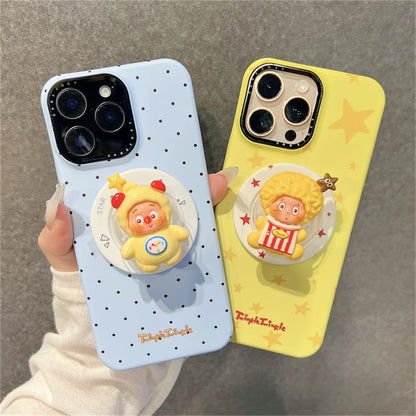 Fashion Blue Polka Dot Star Magnetic Phone Case For iPhone