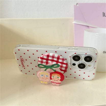 Korean Blue Polka Dot Magnetic Phone Cover For iPhone
