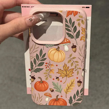 Vintage Fall Maple Leaf Pumpkin Phone Case For iPhone