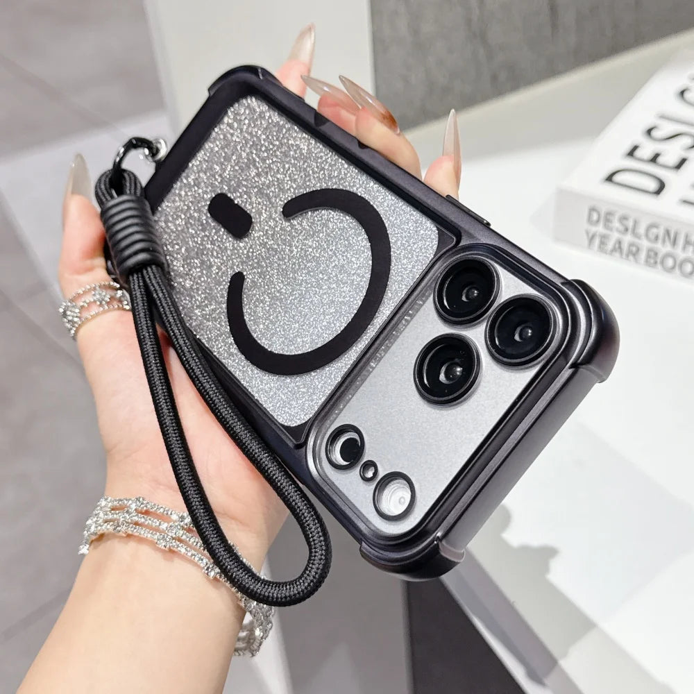 Glitter For Magsafe Lanyard Plating Case  For iPhone
