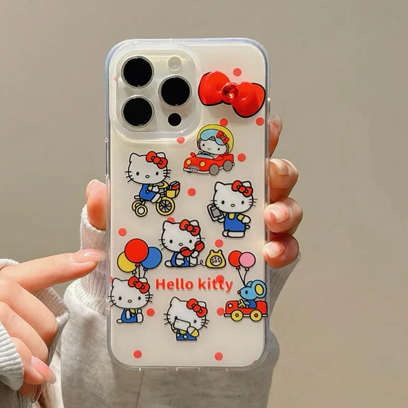 Hello Kitty Bicycle Balloon Strap Stand Phone Case For iPhone