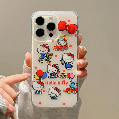 Hello Kitty Bicycle Balloon Strap Stand Phone Case For iPhone