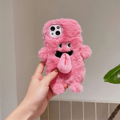 Cute Funny Plush Magnetic Sticky Tongue Monster Phone Case For iPhone