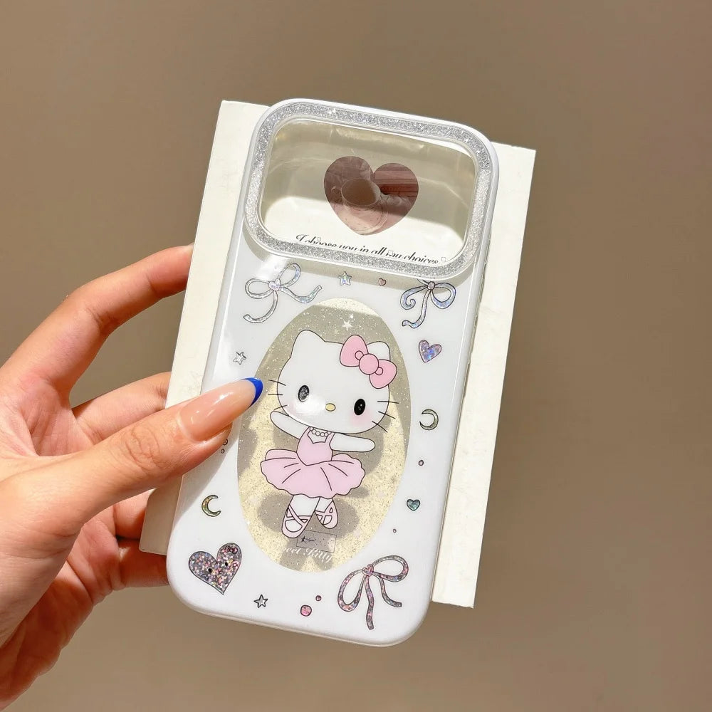 Gold Plated Frame Ballet Hello Kitty Phone Case Protector Shockproof Clear Soft Transparent Cover For iPhone