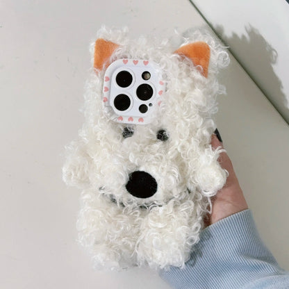 Cute Curly Puppy Plush Phone Case