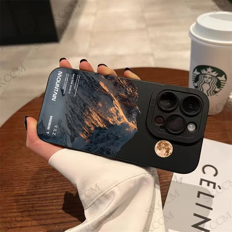 Snow Mountain Sunrise Scenery Silicone Phone Case For iPhone