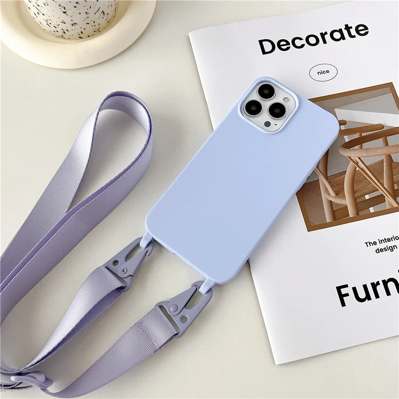 Crossbody Lanyard Matte Silicone Soft For Case iPhone