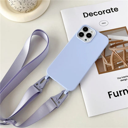 Crossbody Lanyard Matte Silicone Soft For Case iPhone